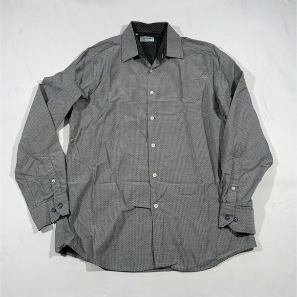 Duchamp Casual Patterned Formal Shirt Mens Tailored Fit Collar Gray Size 16.5 L - Picture 1 of 7